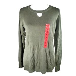 ONE A Green Keyhole Shirt Long Sleeves Medium